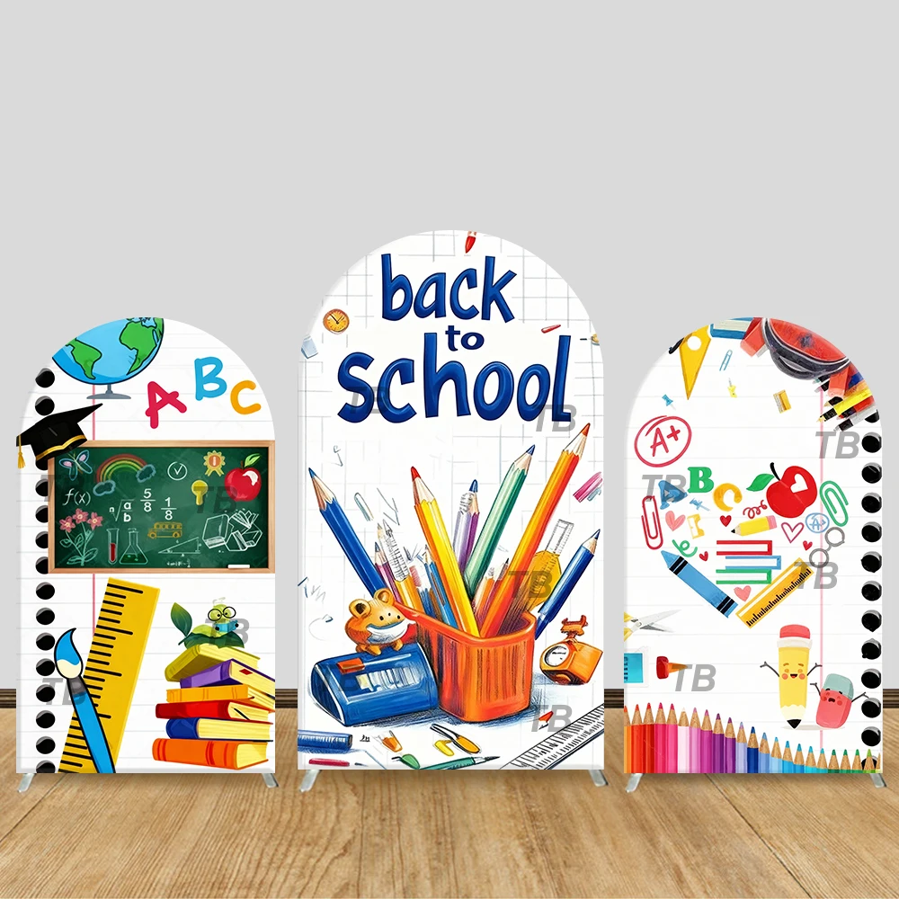 

Back to School Arch Backdrop Cover Stationery Theme Party Decor Photo Booth Background School Event Supplies
