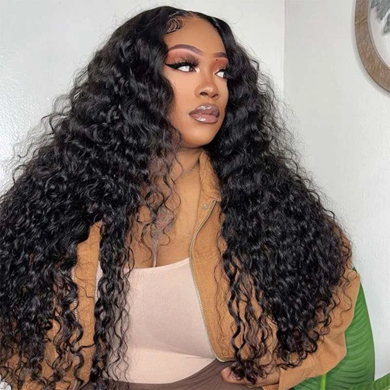 High Density 13x4 Double Drawn Human Hair Wig  Lace Front Water Wave Frontal  Curly Wig  Lace Frontal Wig Brazilian Human Hair