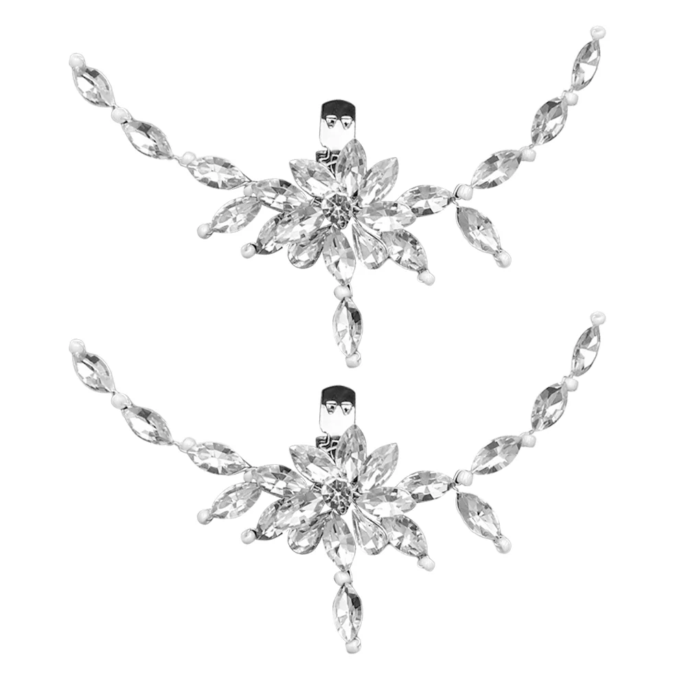 

Rhinestone Shoe Accessory Removable Ornament Heels Wedding Shoes Charms Silver Clips Very Boots