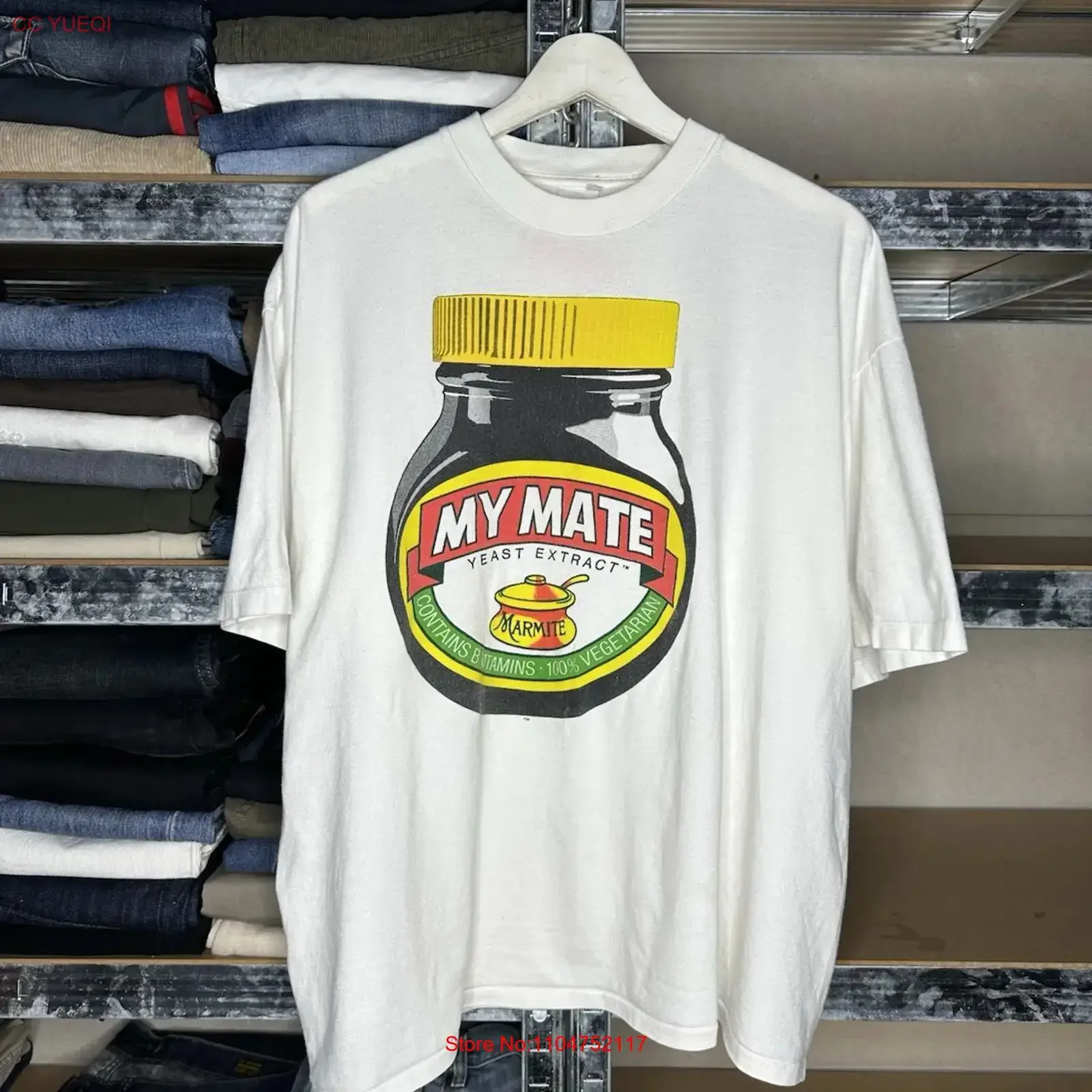 My Mate Yeast Extract Promo T Shirt Marmite Style vintage Washed Breathable homme Casual designer clothes Slightly fashion