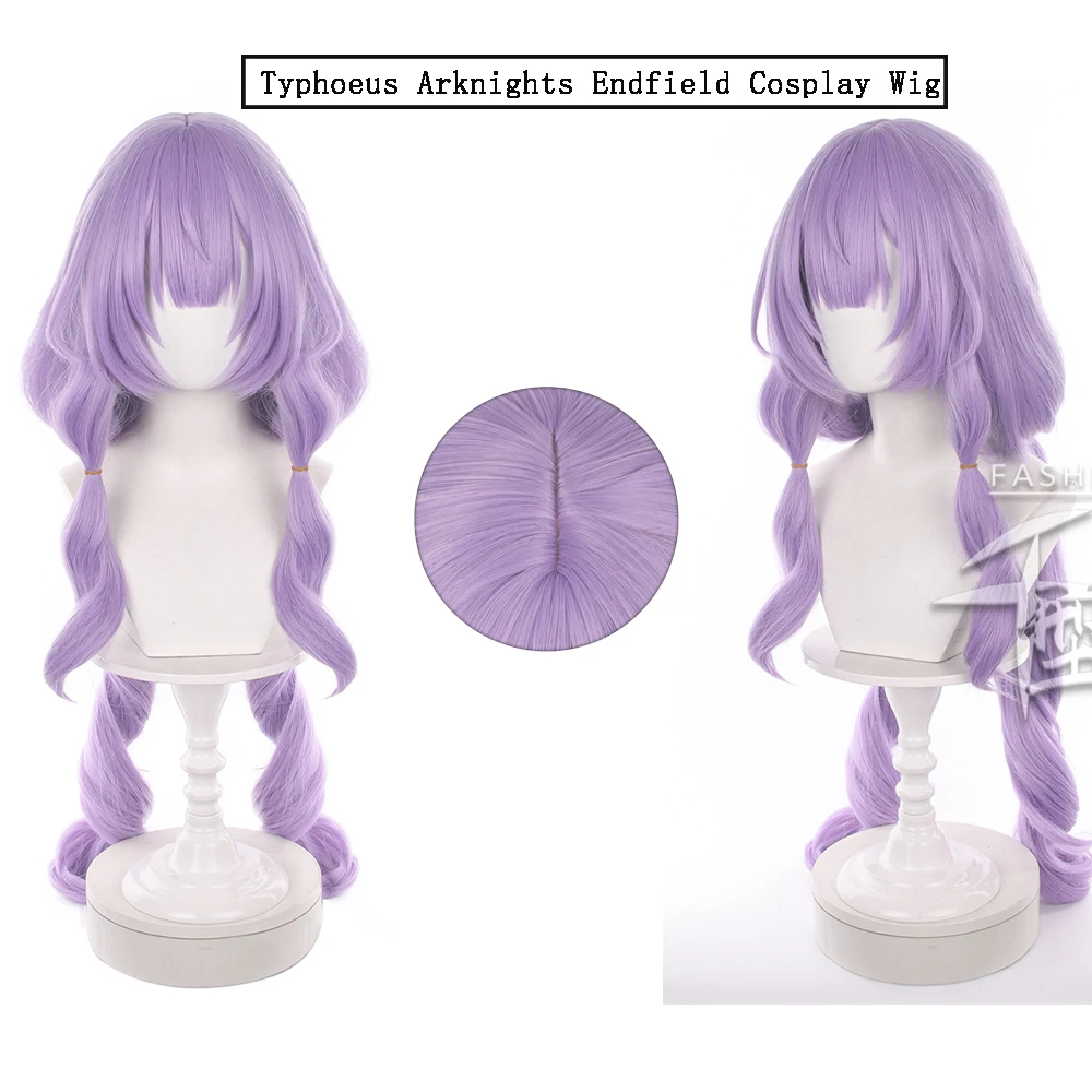 35.43in Purple Curly Wave Typhoeus Cosplay Wig Arknights: Endfield Role Play Wig Heat Resistant Synthetic Hair Carnival Party