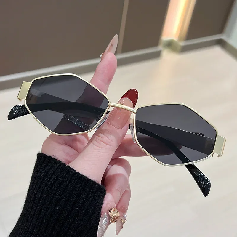 Fashion Polygonal Women Sunglasses Vintage Brand Irregular Sun glasses Unique Metal Frame Punk Eyewear Men UV400 - view 5