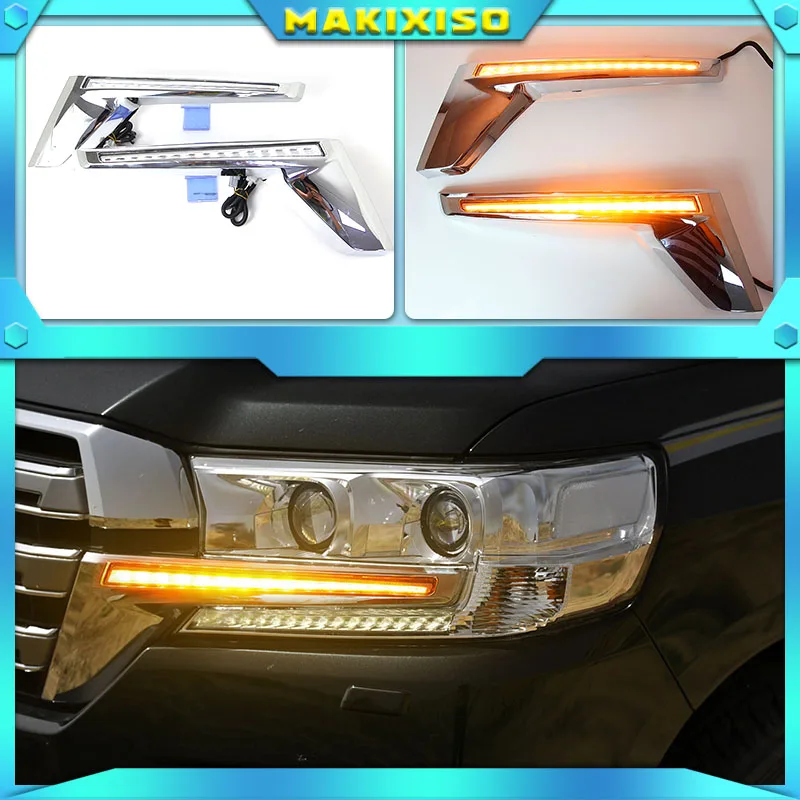 

Car Led Signal Light Fit For Land Cruiser Prado LC200 2016 2018 2019 Yellow Turn Signal LED Mirror Indicator Chrome