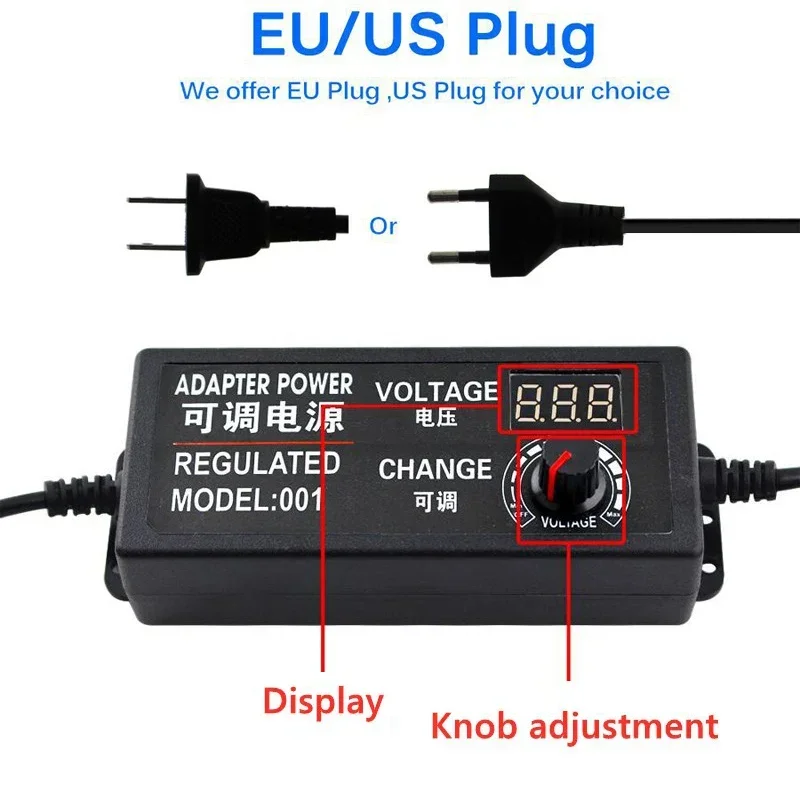 220V To 5V 9V 12V 24V Power Adapter 1A 2A 3A 5A Universal AC DC Adjustable Power Adapter Supply Display Screen Voltage Regulated