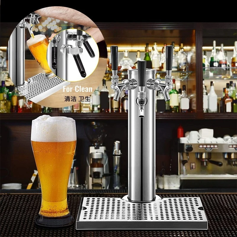 Beer Tower Stainless Steel Draft Beer Column Dispenser 1 2 3 4 Tap with Drip Tray Complete Kit for Bar Homebrew