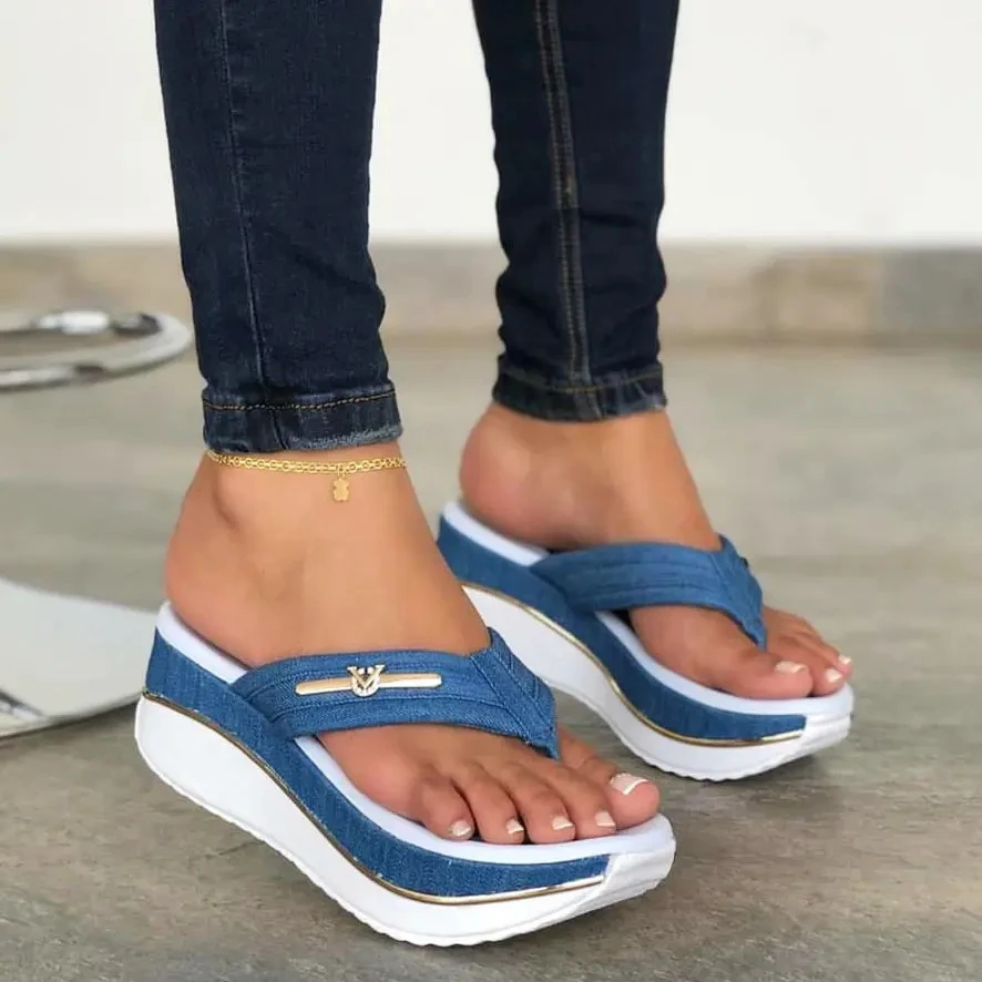 Women Casual Slippers Plafrom Wedges Sandals Summer Slippers Ladies Slip-On Flip Flops Peep Toe Women Sandalias Zapatos Mujer