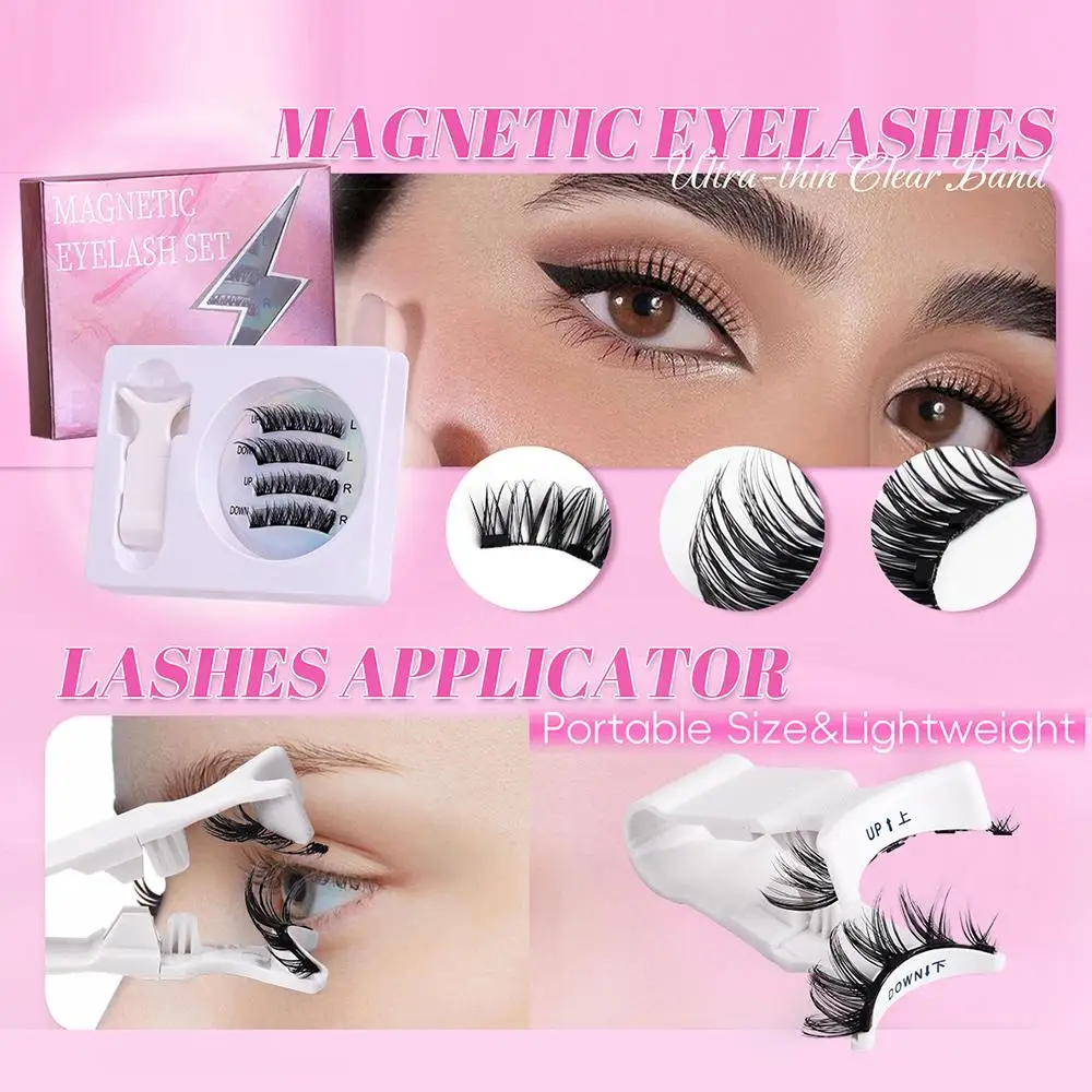 Suction Magnetic Eyelashes with Applicator Fixed Position No Glue Needed Magnetic Lashes Kit No Removal Natural
