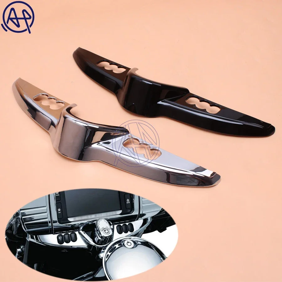 

ABS Plastic Chrome Black Batwing Switch Dash Panel Accent For Harley Touring Electra Glides Street Glide FLHT FLHX 2014-17