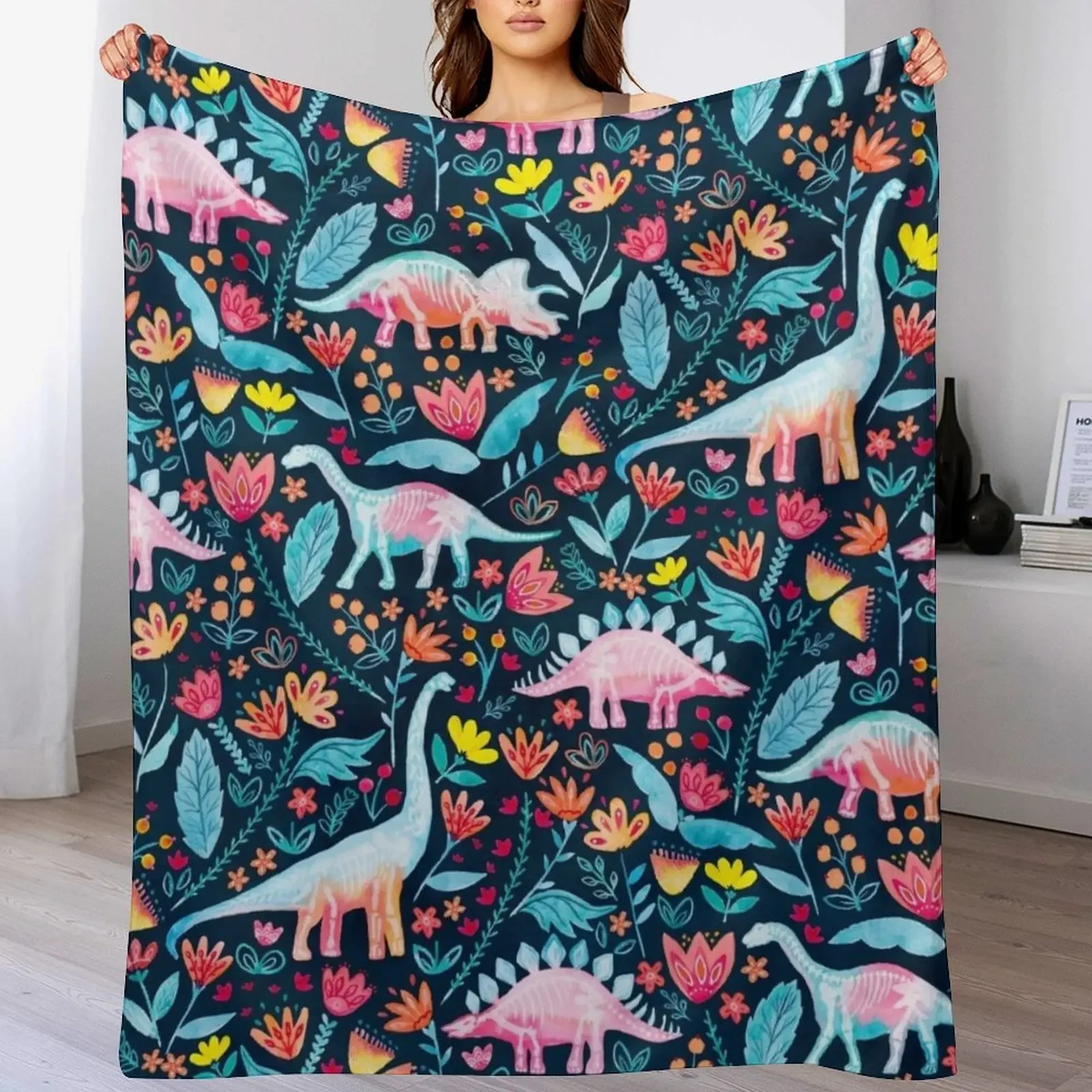 Dinosaur Delight Throw Blanket Stylish Decor Blanket Gift for Friends Roommate