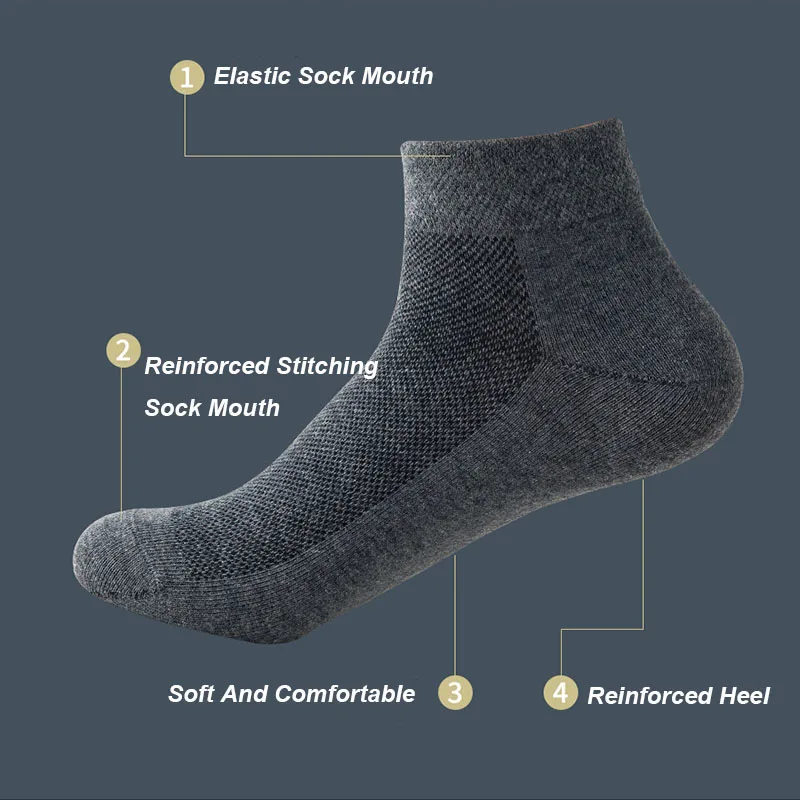 Chaussettes d'été en maille pour hommes, 5 paires, de haute qualité, fines, de couleur Pure, simples, absorbant la sueur, respirantes, en coton, peu profondes, EUR 38-43