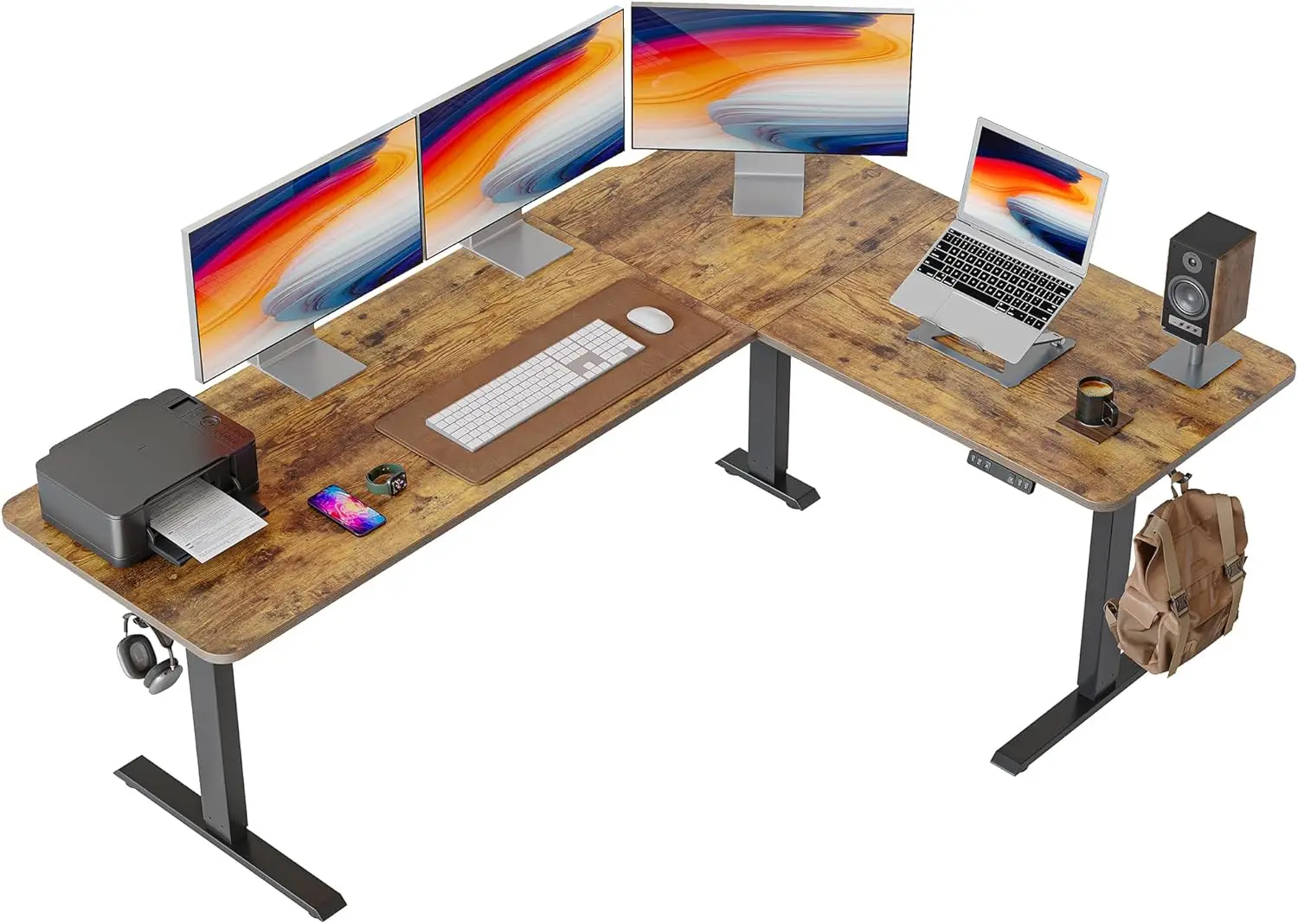 75 Inches, Supports Over 300lbs, Large L Shaped Standing Desk, Electric Height Adjustable L Shaped Desk, Suitable for Hom