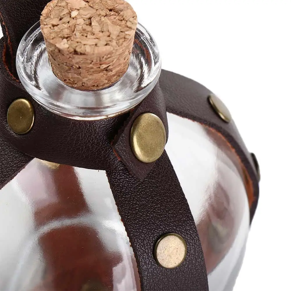 フェイクレザーラウンドフラスコポーションボトルホルスターベルトバッグ魔法のウィザードガラス魔法のポーションガラスボトルファッション中世