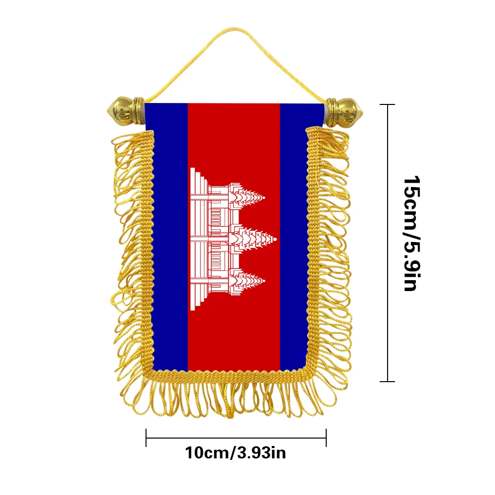 Cambodia small hanging flag 10x15cm triangular flag car decoration hanging flag double-sided pattern with suction cup