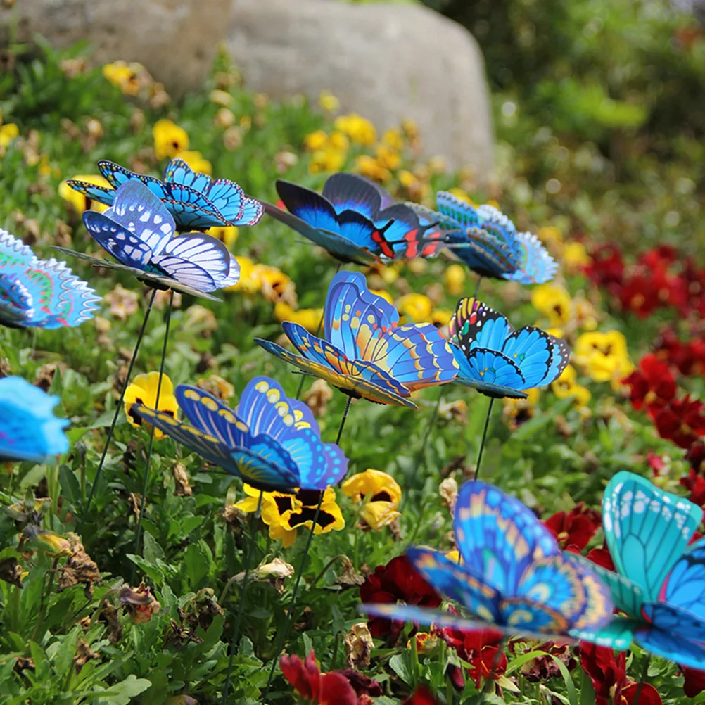 

Decorative Butterflies Rods Vivid PVC Garden Stakes Durable Outdoor Yard Decorations Gardening Props Layout Accessories Flower