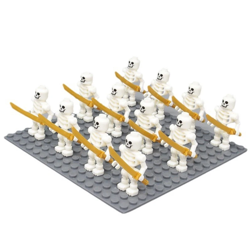 12pcs/set Skeleton Soldiers Building Blocks Halloween Figures Mini Building Blocks Ninja Bone People Skeleton Corps