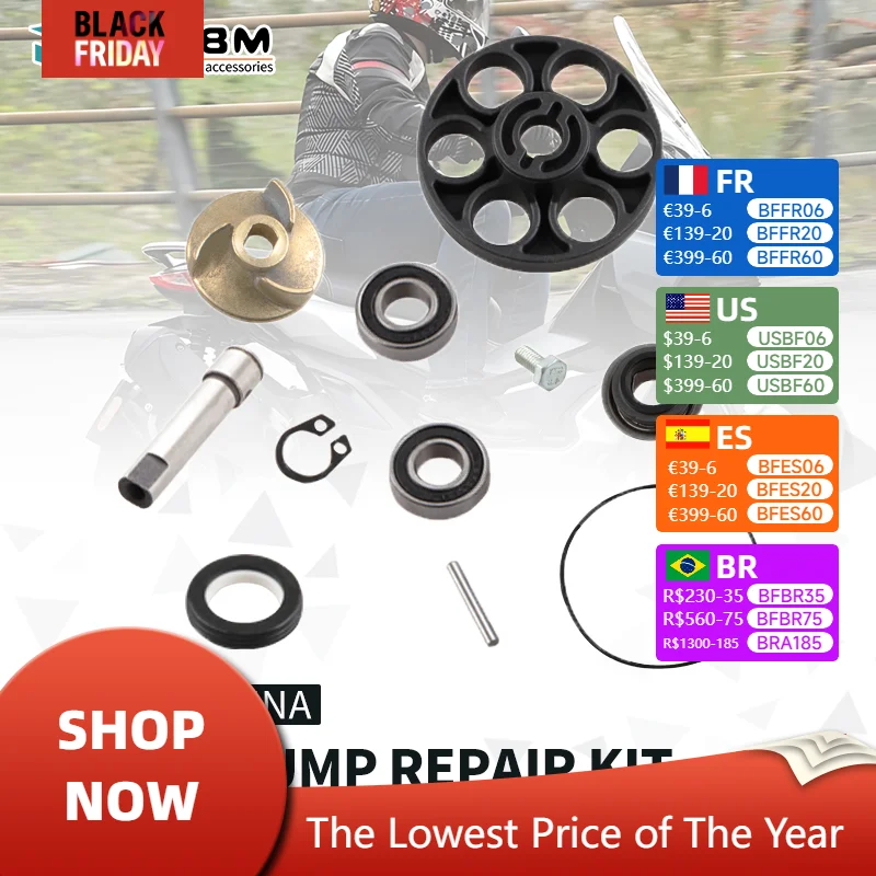 JSBM Water Pump Repair Kit Set For Aprilia SR Morini Suzuki Katana Zillion LC 50CC 2000 2001 2002 2003 DiTech Engine