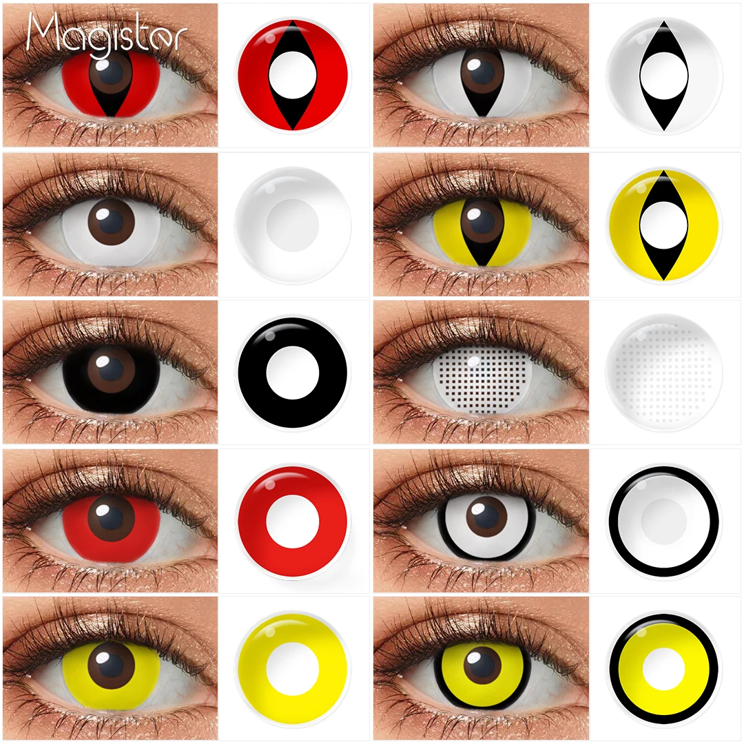 Halloween Color Contact Lenses 1 Pair Cosplay Anime Contact Lenses White Eye Lenses Red Colored Lenses Pupilentes Halloween