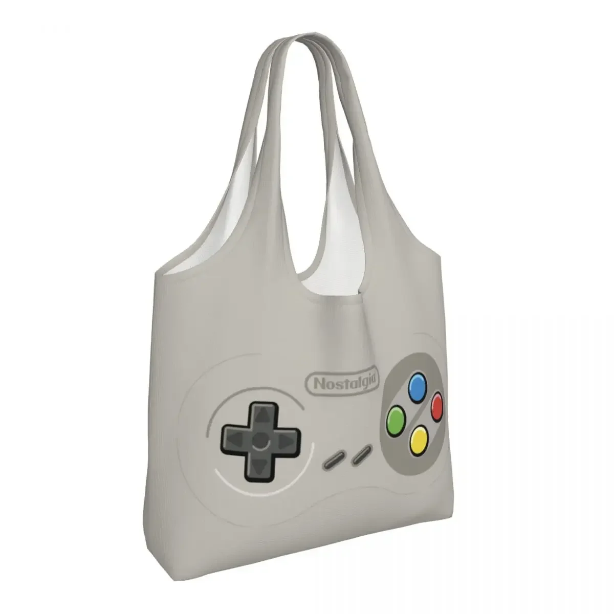 Custom Video Game Turbo Controller Nostalgia Groceries Shopping Bag Canvas Shopper Tote Shoulder Bags Capacity Portable Handbag