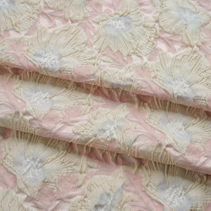 

45cmx150cm Flower Pleated Bubble Embossed Yarn Dyed Jacquard Fabric Women's Dress Bag Diy Sewing Fabric