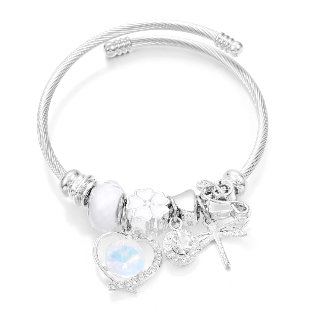 새로운 트렌디 한 라인 석 잠자리 크리스탈 페르시 펜던트 팔찌 스테인레스 스틸 4 색 클로... - 4