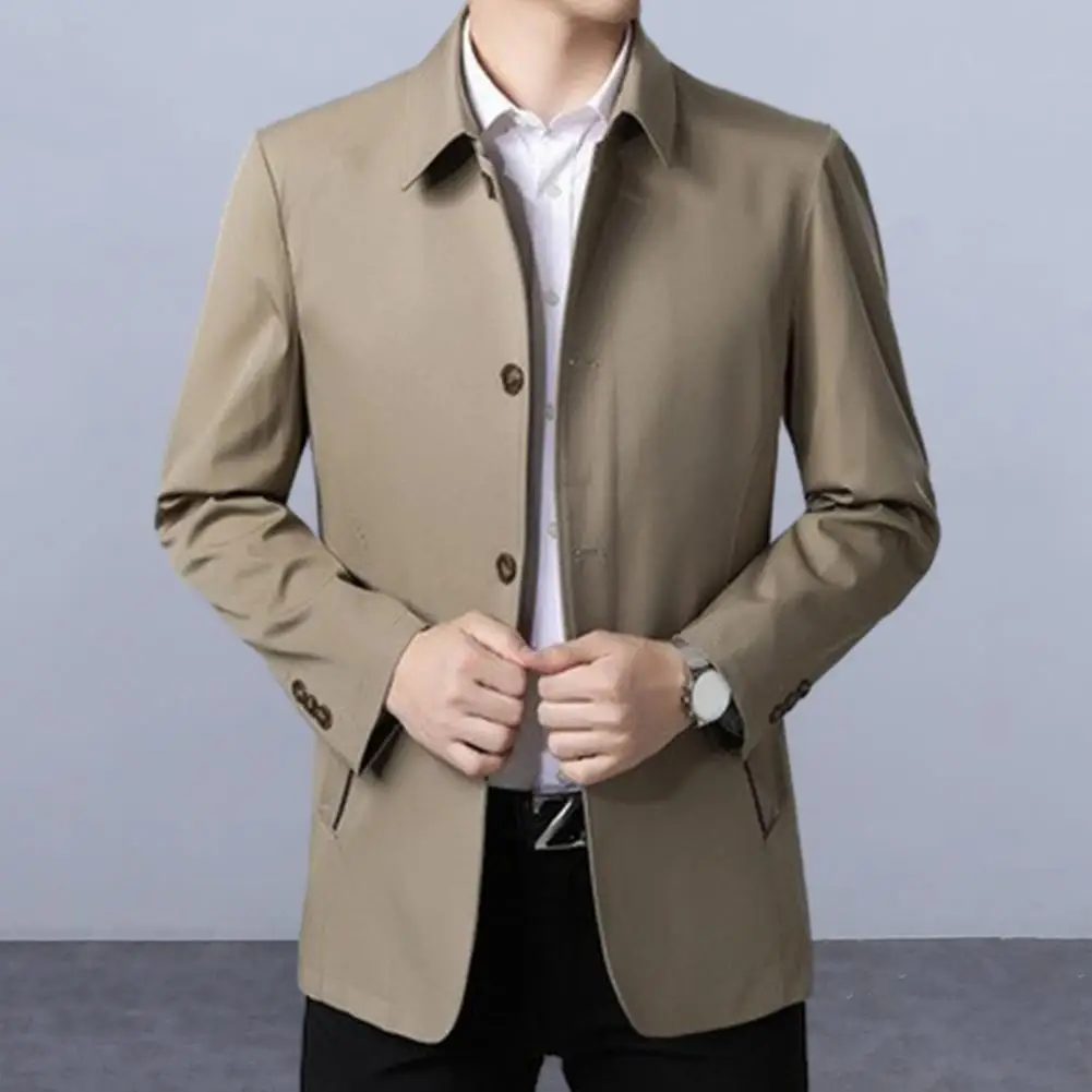 

Men Jacket Stylish Men's Single Breasted Business Classic Solid Color Coat for Spring Autumn Fashionable Men Jacket