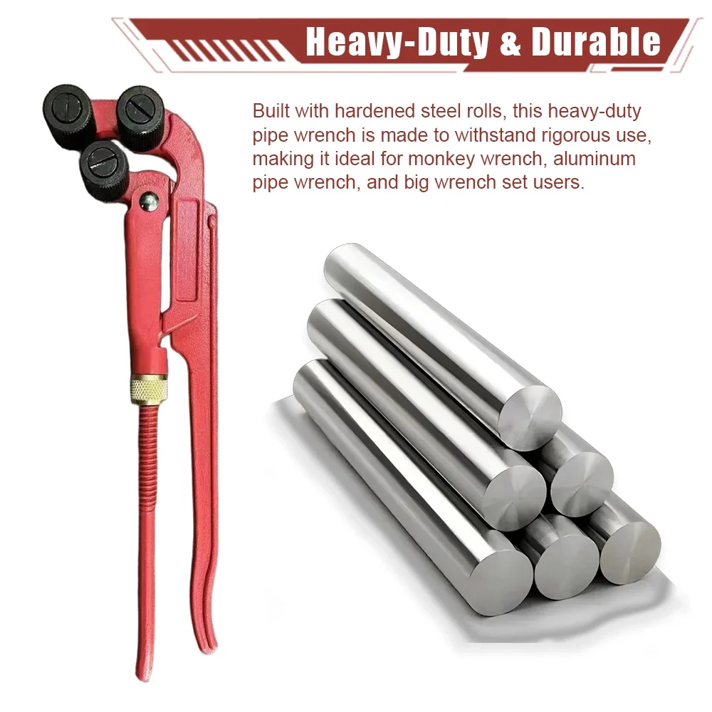 Heavy-Duty Coarse-Thread Pipe Wrench 3/8” to 2” Precision Adjustable Triangular Rollers Pipe Repair Tool