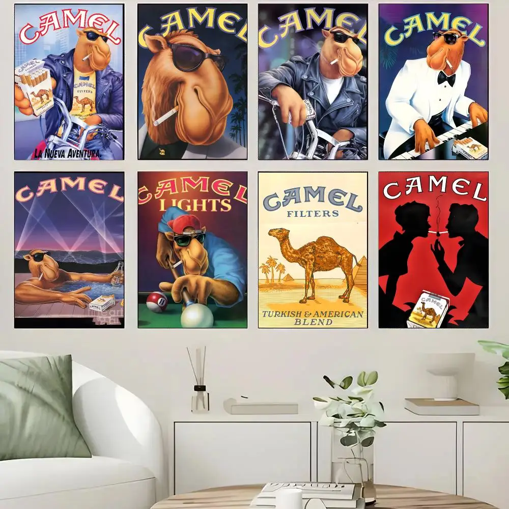 Camel Cigarettes Vintage Retro Poster Self-adhesive Advanced Aesthetic Printing Paper Wall Art for Living Room Home Decor