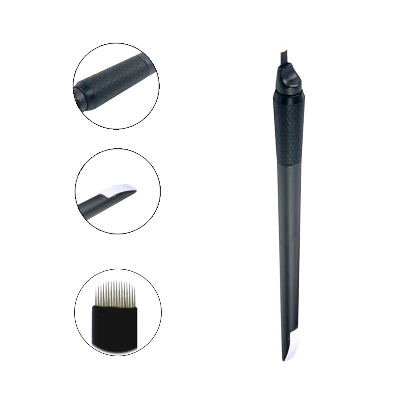 10/50Pcs Disposable Microblading Pen 0.15/0.18mm 18U Sterilized Permanent Makeup Eyebrow Tattoo Pen with U Blades