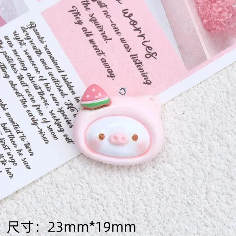 10 Pack Glossy Cartoon Cherry Bear Strawberry Rabbit Resin Charms Decor Pendants DIY Jewelry Making Findings for Earrings Neckla