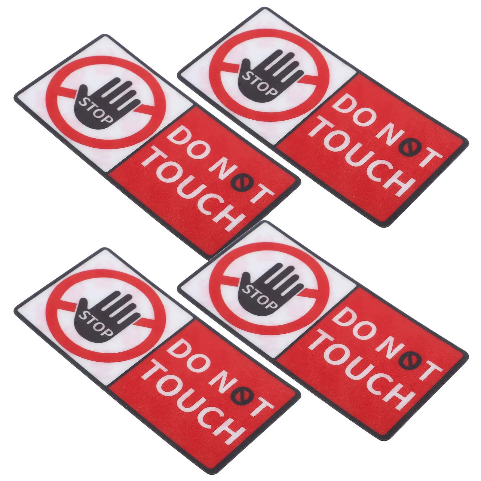 4 Sheets Do Not Touch Stickers High Visibility Safety Warning Decals Adhesive for Toolboxes Glass Windows Construction Sites