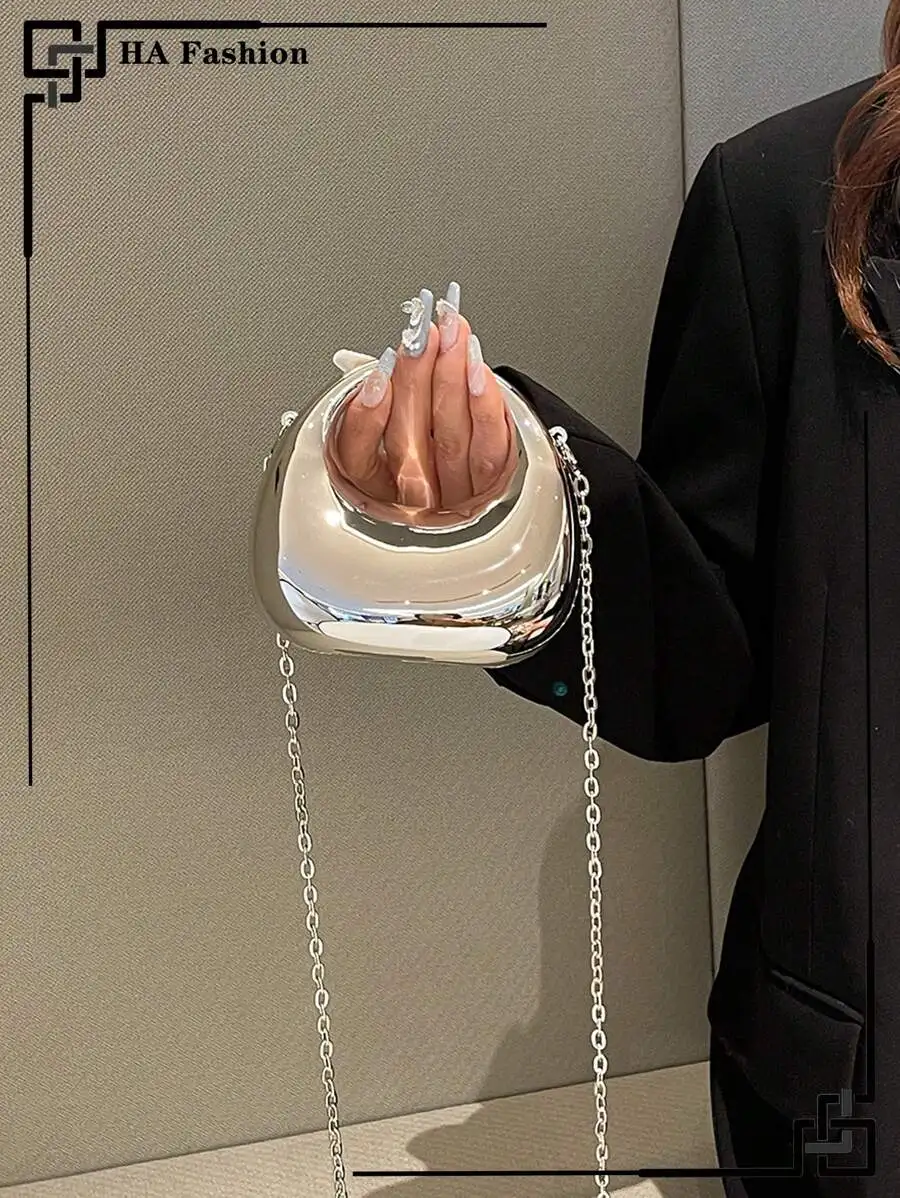 

Мини-сумка через плечо из акрила в форме полумесяца с цепочкой для вечерних мероприятий