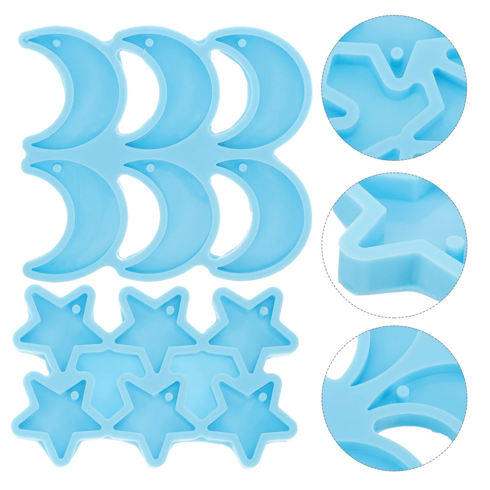 

2 шт. силиконовые формы «Звезды и Луны», антипригарные, гибкие, для изготовления ювелирных изделий из смолы, подвесок, серег, рукоделия