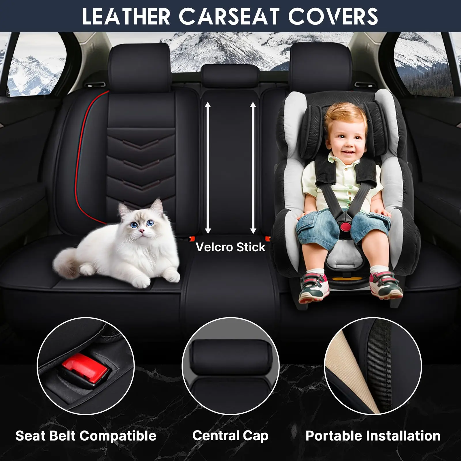 2PCS Car Universal PU Leather Seat Cover Comfortable and Breathable Front Seat Protective Cover for Most Cars SUV Three Colors