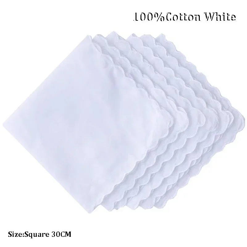 Popular 100%Cotton White Lady Handkerchiefs Women Handkerchief Children Baby Girl Face Hand Towel Party Christmas Gift