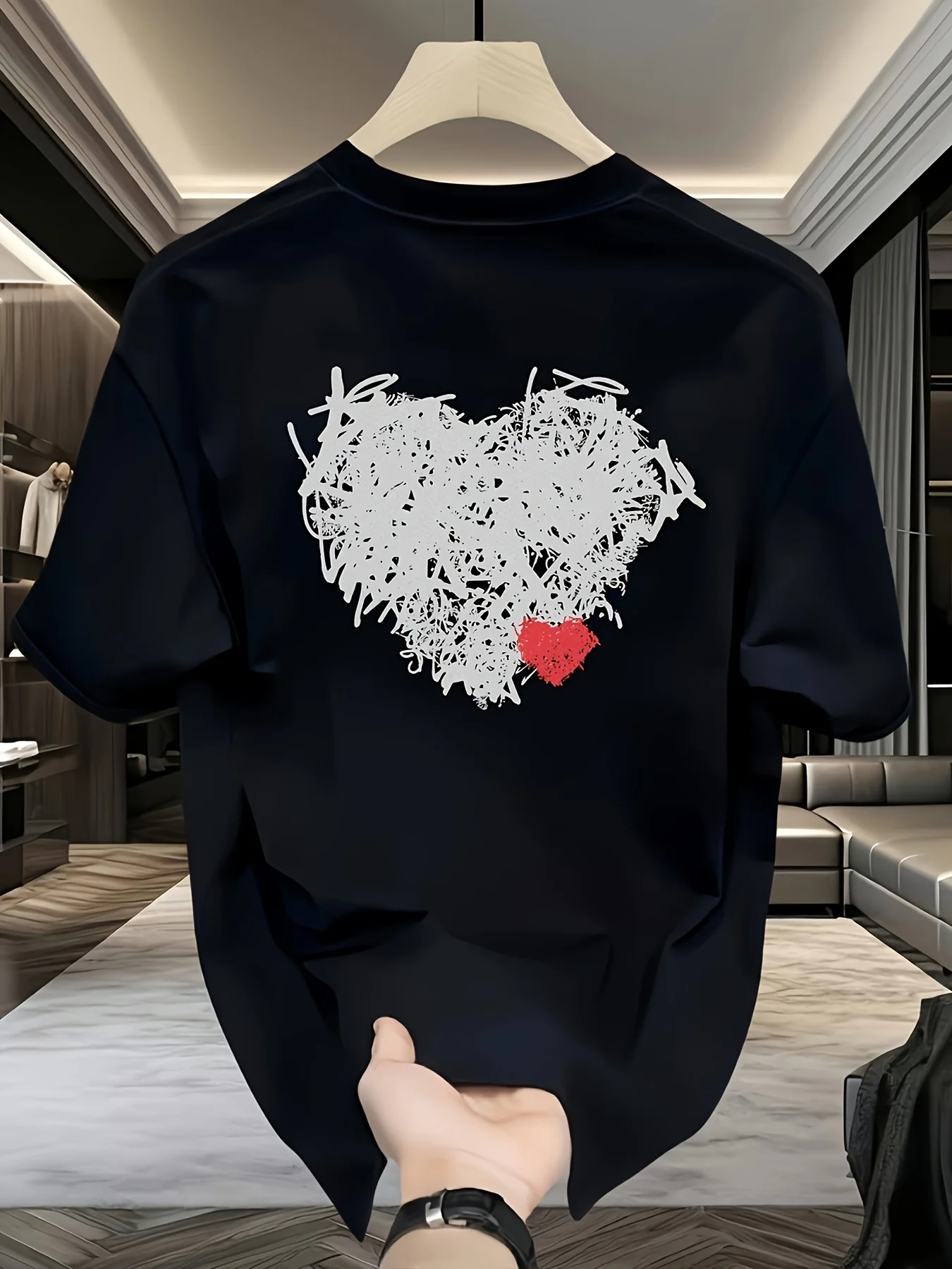 

Graffiti Heart Graphic Printing Summer Autumn Winter Pure Cotton Casual and Comfortable Men's and Women's T-shirts Short Sleeves