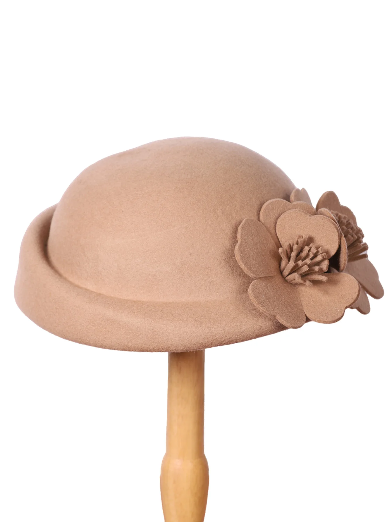 FS Blau Lila Wolle Französisch Baskenmütze Breite Krempe Fedora Hüte Für Frauen Elegante Kirche Hüte Große Blume Damen Hochzeit Tee Party Hut Ken – Detail 9
