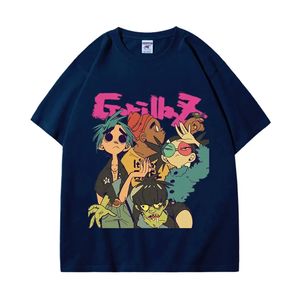 Trend Band Gorillaz Printed T Shirts Men Women The High Street Fashion Oversized T-shirts Gothic Hip Hop Short Sleeve T-shirt