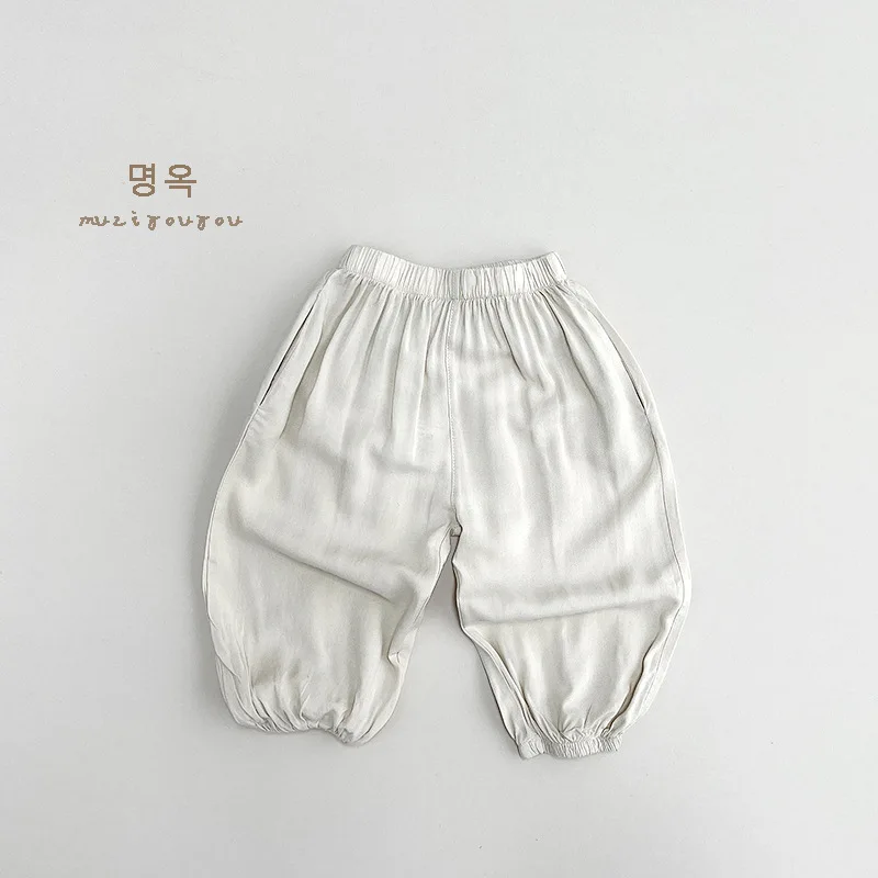 Summer Children Pants 1-8Y Boys Anti-mosquito Loose Wide leg Solid Daily Trousers Korean Toddler Wear Kids Clothing 2024 New