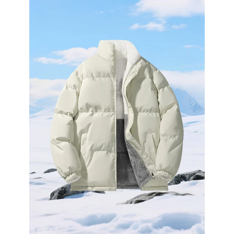 

Мужская зимняя куртка — толстое утепленное пальто с воротником-стойкой, свободная верхняя одежда для холодной погоды