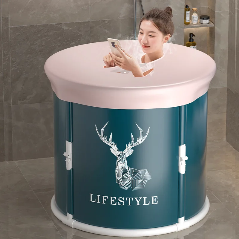 

Portable Foldable Bathtub One Second Quick Setup Adult Kids Home Spa Steam Bath No Installation Lightweight Household Use