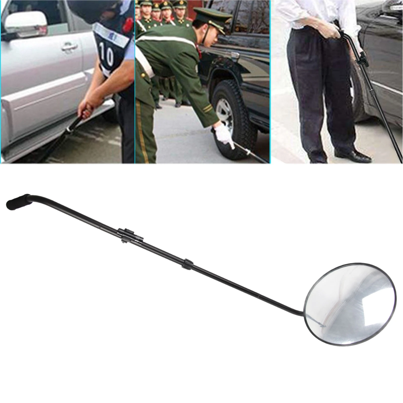 Under Car Inspection Mirror with Light Telescoping Handle Adjustable Angle Magnifying Vehicle Security Tool