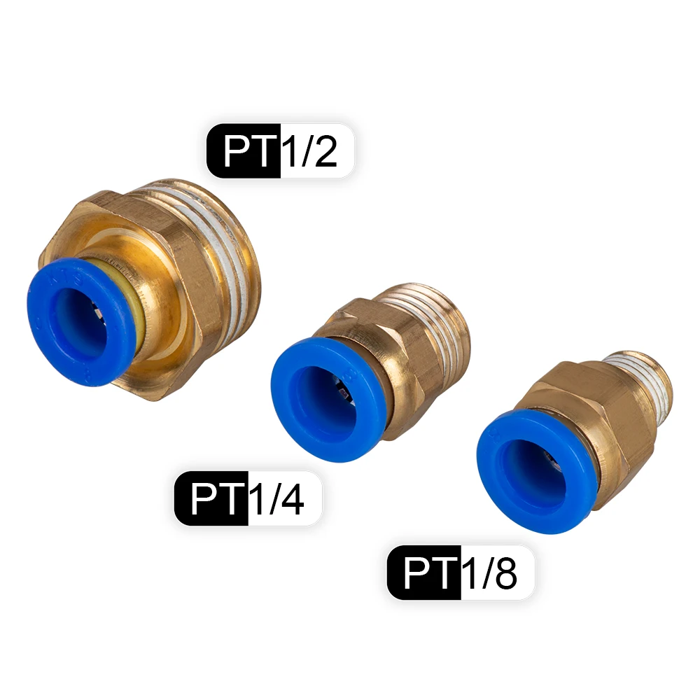 

8MM Hose Tube 1/4"BSP 1/2" 1/8" Male Thread Air Suspension Air Pipe Connector Quick Coupling Brass Fitting PC Air Pneumatic
