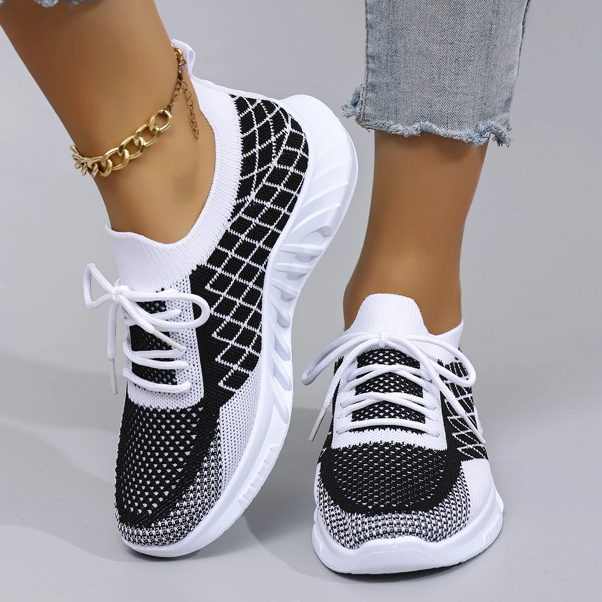 Spring and Autumn New Women\'s Casual Lace up Sports Shoes Comfortable, Breathable, Lightweight, Wear Resistant Sports and Leisur