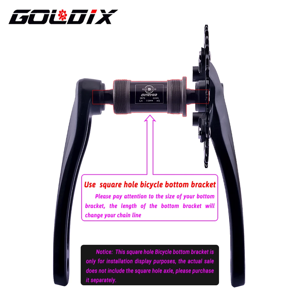 GOLDIX Square Hole Bicycle Crankset 104BCD Single Chainring Forging  Aluminum Alloy Crank 170mm length Black 32/34/36/38/40/42T