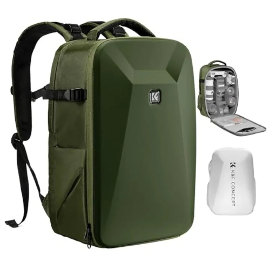 

Camera Backpack, Hardshell Photography DSLR Camera Bag with 15-15.6 Inch Laptop Compartment Hard Shell Camera Case Compatible w
