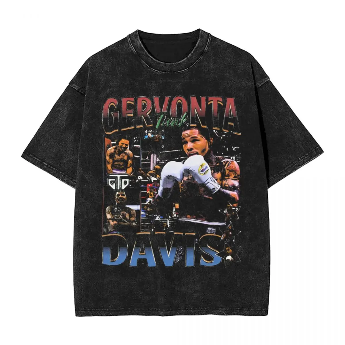 

Washed T Shirt Gervonta Davis Bootleg Boxing Hip Hop Vintage T-Shirts Harajuku Streetwear Short Sleeve Tops Tee Shirt Men Women