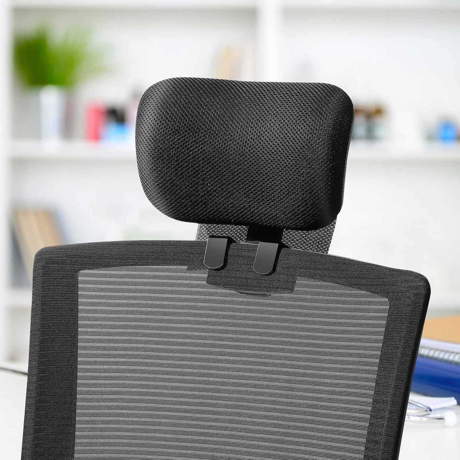 Office Chair Headrest Attachment Adjustable Height Angle Breathable Mesh Head Support Cushion Neck Protection for Work Chair
