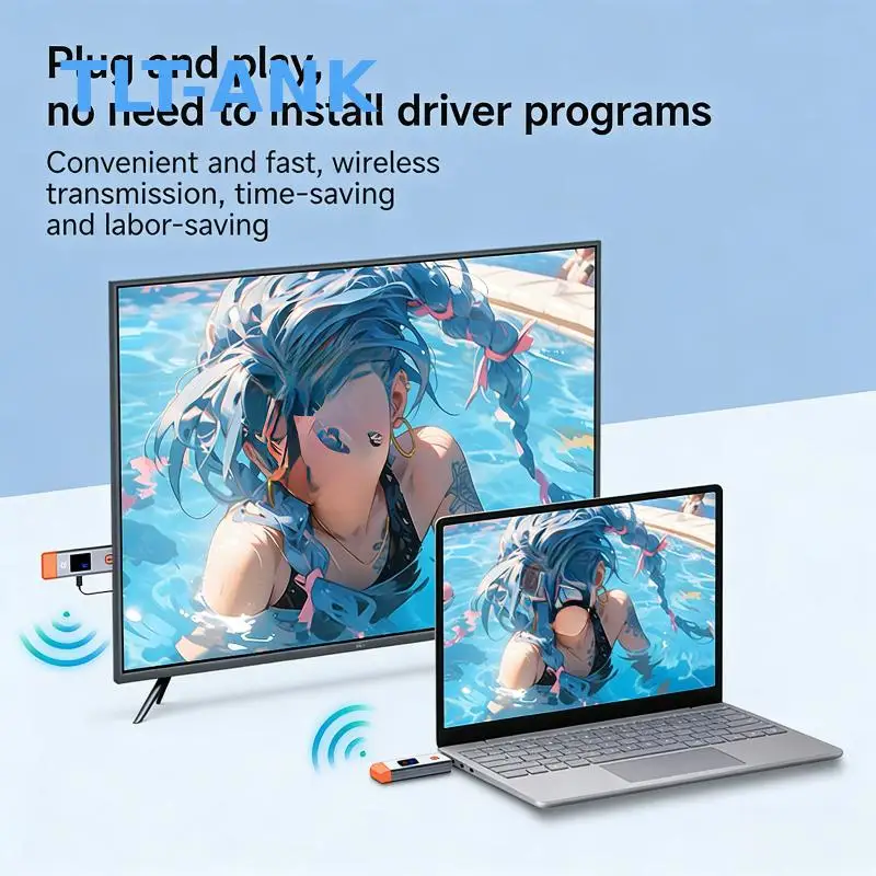 1080P 50M Wireless Extender USB C Video Transmitter Receiver Plug Play WiFi Display TV Stick Dongle Adapter PVC PC Laptop view 4