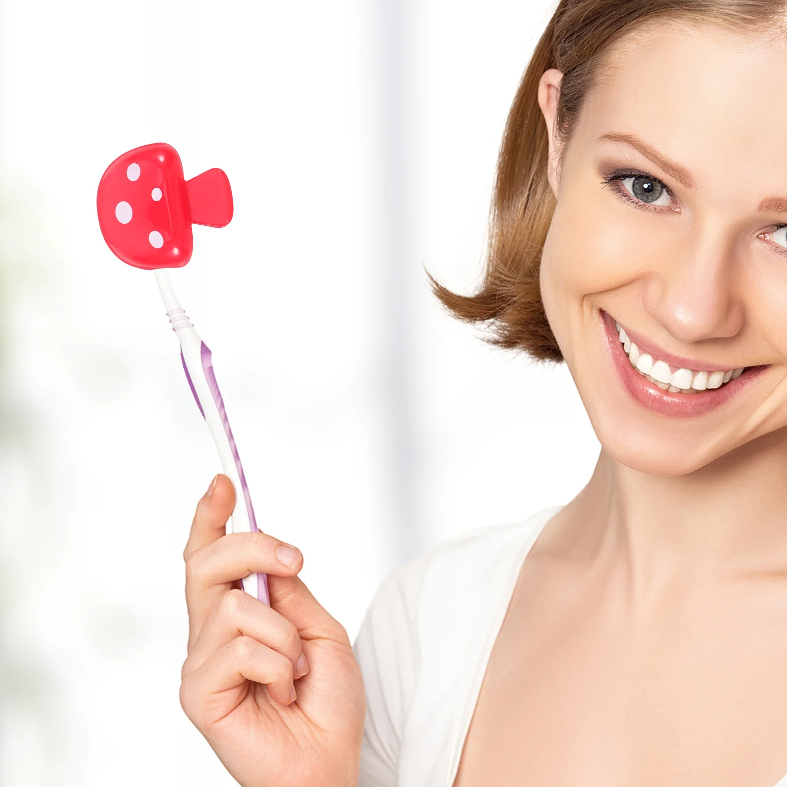 

4 шт., дорожные чехлы на головку зубной щетки, ярко-красные пылезащитные защитные колпачки в форме гриба, компактный легкий держатель для ежедневного использования