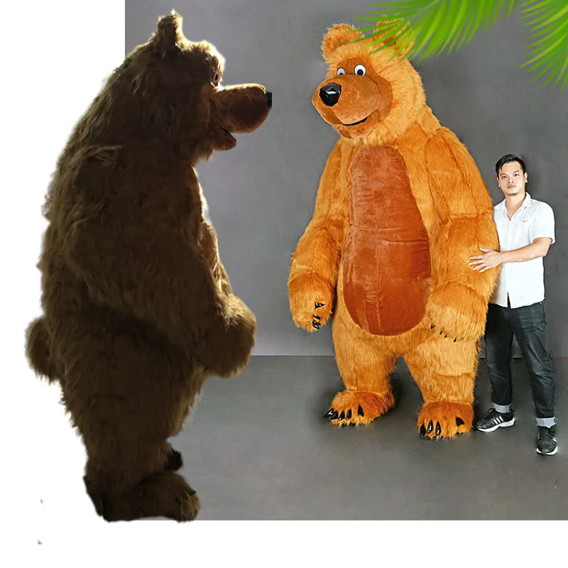 Маша и Медведь Russian Bear Inflatable Cute Furry Plush Bear Mascot Costume Fursuit Family Promotion Halloween Cosplay Party